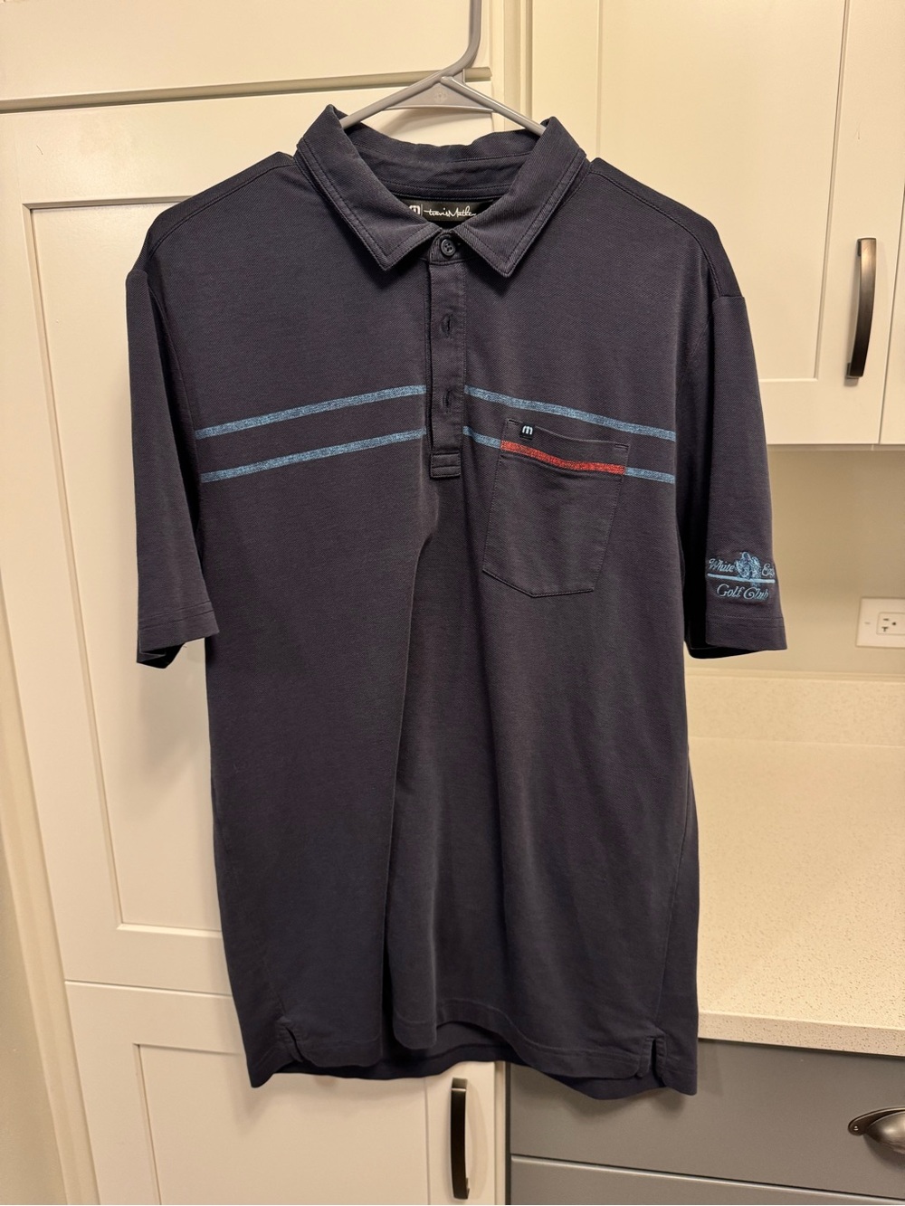 Travis Mathew Large Navy Shirt - White Eagle Golf Club logo - Size men’s large